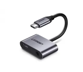 Ugreen Hub USB-C (M) - USB-C (F) i gniazdo 3,5 mm (F) szary