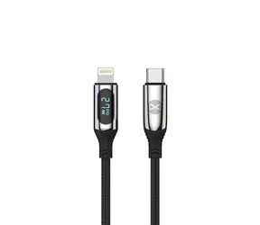Kabel Forever LCD USB-C (M) - Lightning (M) 1m czarny / 27W / wyświetlacz LCD