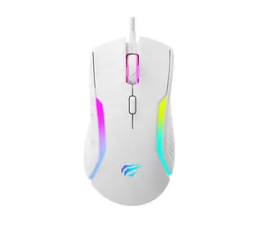 Havit MS1033 biała / Mysz optyczna do gier / 800 - 8000 DPI / RGB / USB-A / 9 przycisków / 1,6 m