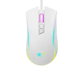 Havit MS1034 biała / Optyczna mysz do gier / 800 - 4800 DPI / 7 przycisków / USB-A / 1,6 m
