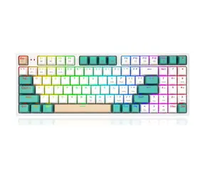 Redragon K643-WGC RGB PRO Zielony / Bezprzewodowa klawiatura do gier / Układ mechaniczny / RGB / USB / BT / RF / US