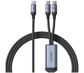 Joyroom SA21-1T2 C-2C Kabel ładujący USB-C (M) - 2x USB-C (M) 100W 1,5m czarny