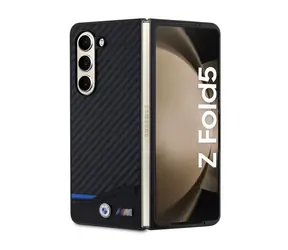 Tylne etui BMW M PU Carbon Blue Line do Samsung Galaxy Z Fold 5, czarne