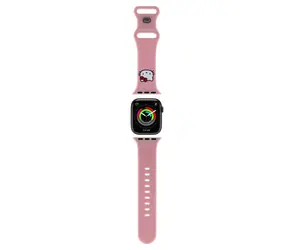 Pasek z Logo Hello Kitty z płynnym silikonem Kitty Head do zegarka Apple Watch 38/40 mm w kolorze różowym
