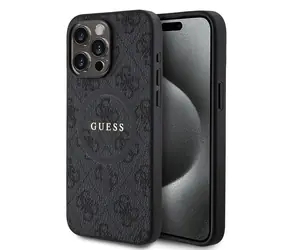 Tylna obudowa Guess PU Leather 4G Colored Ring MagSafe do Apple iPhone 15 Pro Max w kolorze czarnym