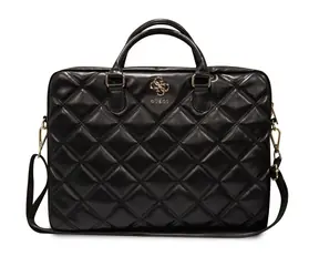Torba na komputer Guess PU pikowana 4G z metalowym Logo 15/16" czarna