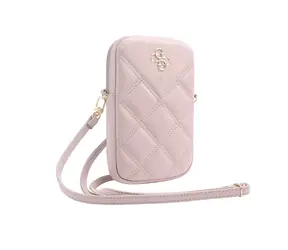 Guess PU Pikowany 4G Metalowy portfel z Logo Torba na telefon Zamek Zipper