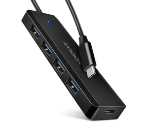 Axagon HUE-C1C, 4X koncentrator USB 5Gbps TRAVEL, złącze zasilania USB-C, kabel USB-C 19cm