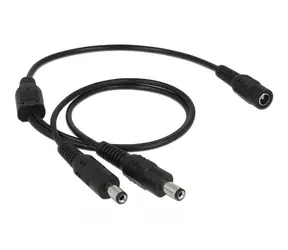 Kabel DeLock DC 5,5 x 2,1 mm (żeński) x 2x DC 5,5 x 2,1 mm (męski) 50 cm czarny 