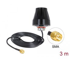Antena DeLock LTE SMA 2 dBi 3M, czarna