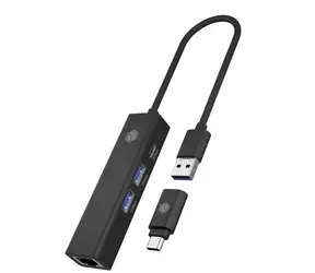 Icy Box IB-HUB1439-LAN czarny / Hub USB / 2x USB-A 3.2 / 1x USB-C 3.2 / GLAN