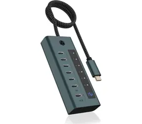Icy Box IB-HUB1457-C31 szary / Hub USB / 6x USB 3.2 Gen 2 / 1x USB-C 20W PD