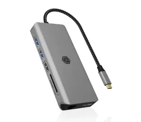 Icy Box IB-DK4061-CPD szary / Stacja dokująca / USB-A / USB-C / HDMI / GLAN / SD