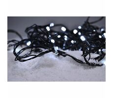 Solight LED zewnętrzny łańcuch bożonarodzeniowy zimny biały / 100x LED / 10m / 3M zasilanie / 8 funkcji / IP44 / 3x AA