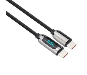 Kabel Solight USB-C (M) - USB-C (M) 2m czarny / 100W / wyświetlacz 