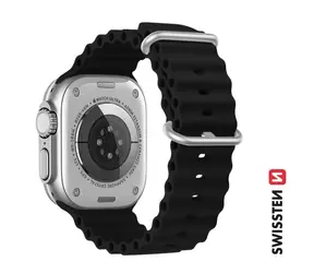 Swissten Silikonowy pasek oceaniczny do zegarka Apple Watch 42/44/45/49 mm w kolorze czarnym