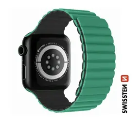 Swissten Silikonowy pasek magnetyczny do Apple Watch 42/44/45/49mm zielono-szary