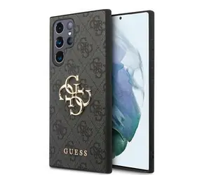 Tylna obudowa Guess PU 4G z metalowym Logo do Samsung Galaxy S24 Ultra Grey
