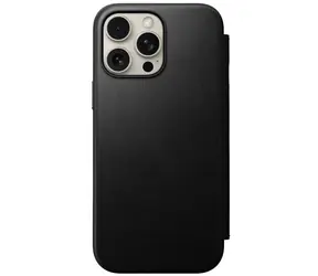 Nomad Nowoczesne skórzane etui folio do Apple iPhone 16 Pro Max Czarne