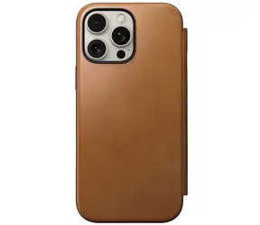 Nomad Nowoczesne skórzane etui folio do Apple iPhone 16 Pro Max English Tan