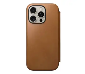 Nomad Nowoczesne skórzane etui folio do Apple iPhone 16 Pro English Tan