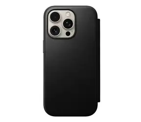 Nomad Nowoczesne skórzane etui folio do Apple iPhone 16 Pro Czarne