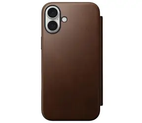 Nomad Nowoczesne skórzane etui folio do Apple iPhone 16 PLUS Brązowe