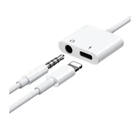 Joyroom S-Y104 Adapter audio Lightning (M) - Jack 3,5 mm + Lightning (F) 1,5 A biały 