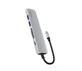 Hub aluminiowy Epico 6w1 8K z USB-C srebrny