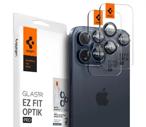 Spigen Glass tR EZ Fit Optik Pro szkło ochronne na aparat Apple iPhone 15 Pro i 15 Pro Max 2szt niebieskie