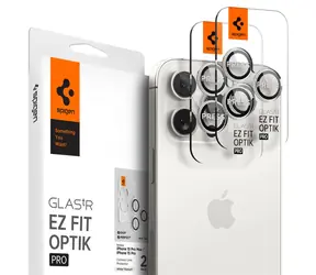 Spigen Glass tR EZ Fit Optik Pro szkło ochronne na aparat Apple iPhone 15 Pro i 15 Pro Max 2szt białe