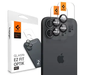 Spigen Glass tR EZ Fit Optik Pro 2 szt. szkła ochronnego do aparatu Apple iPhone 16 i 16 PLUS czarne