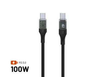 FIXED Kabel z wyświetlaczem USB-C/USB-C PD 1,2m USB 2.0 100W czarny