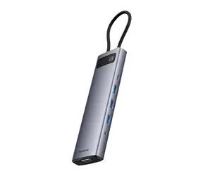 Baseus StarJoy Hub USB-C 11w1 szary / HDMI+VGA / USB-A / USB-C / RJ-45 / gniazdo 3,5mm / SD/TF
