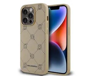 Osłona tylna Karl Lagerfeld PU Karl Heads Pattern Magsafe do Apple iPhone 14 Pro Max w kolorze beżowym