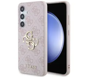 Tylna obudowa Guess PU 4G z metalowym Logo do Samsung Galaxy S24, różowa