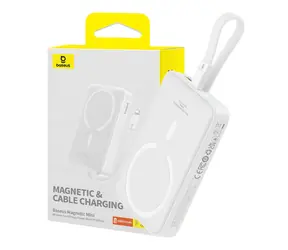 Baseus P10022109223-00 Mini magnetyczny biały / Powerbank / 10000mAh / Lightning / MagSafe / 20W