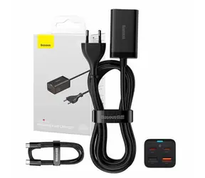 Baseus CCGP040101 Szybka ładowarka GaN3 Pro czarna / 2x USB-A / 2x USB-C / 65W