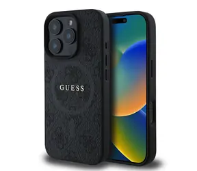 Tylna obudowa Guess PU Leather 4G Colored Ring MagSafe do Apple iPhone 16 Pro w kolorze czarnym