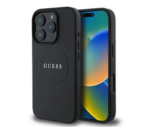 Tylna obudowa Guess PU Grained Classic Logo MagSafe do Apple iPhone 16 Pro w kolorze czarnym