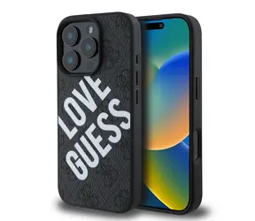 Tylna obudowa Guess PU Leather 4G Big Love Logo MagSafe do Apple iPhone 16 Pro w kolorze czarnym