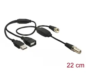 DeLock Kabel antenowy F Jack > F Wtyczka zasilająca 5 V przez USB 22 cm