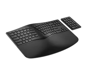 Ergonomiczna czarna klawiatura HP 965 / Klawiatura bezprzewodowa / Klawisze nożycowe / USB / Bluetooth / Układ US / Klawiatura numeryczna