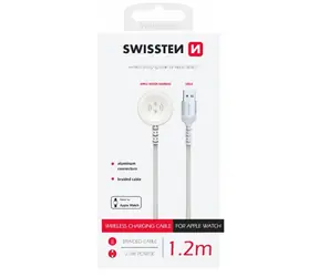 Swissten Metalowy kabel magnetyczny do Apple Watch USB-A 1,2 m biały / 2,5 W / 2 A