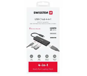 Swissten HUB USB-C 4 w 1 / USB-C PD / USB 3.0 / USB 2.0 / HDMI / aluminium