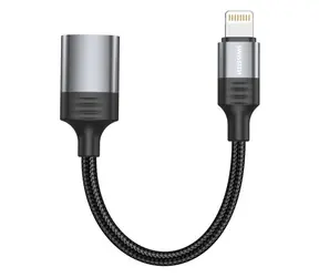 Adapter Swissten TEXTILE OTG Lightning (M) na USB-A (F) 0,13 m czarny