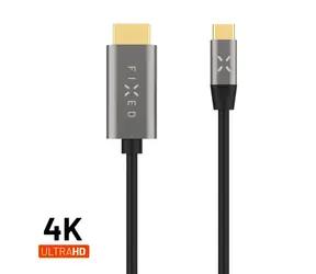 FIXED Kabel wideo ze złączami USB-C/HDMI USB-C 3.1 Gen 2 18 Gb/s HDMI 2.0 4K60HZ 2 m szary