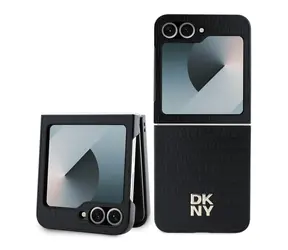 Tylna obudowa z Logo DKNY PU i powtarzalnym wzorem do Samsung Galaxy Z Flip 6 w kolorze czarnym