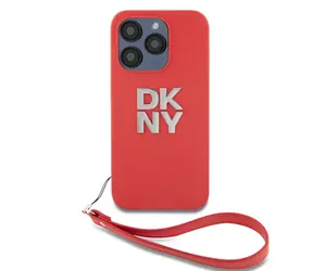 Tylna obudowa paska na nadgarstek z logo DKNY PU i Logo do Apple iPhone 15 Pro Max w kolorze czerwonym