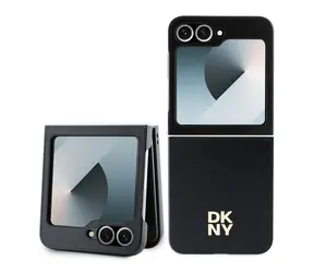 Tylna obudowa z logo DKNY PU i Logo do Samsung Galaxy Z Flip 6 w kolorze czarnym